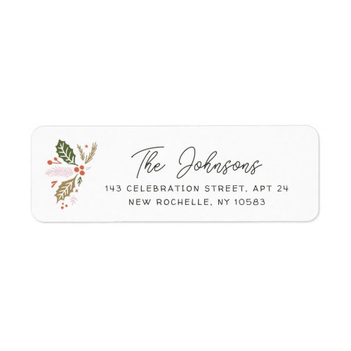 Vintage Holly Christmas Holiday Return Address Label