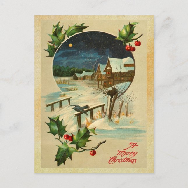 Vintage Holly Christmas Postcards (Front)