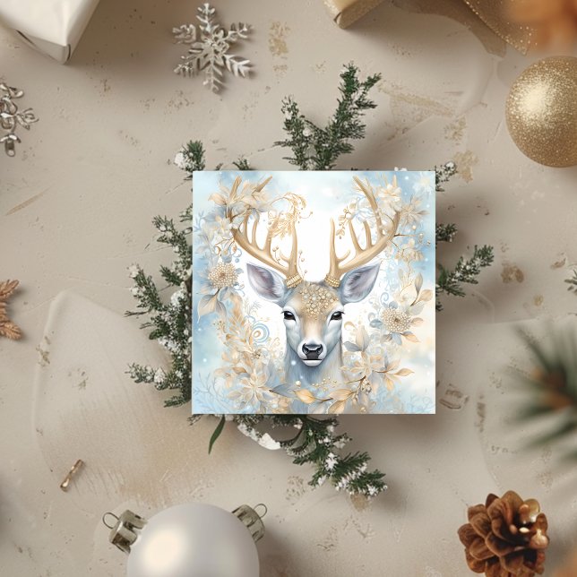 Vintage Holly Country Deer Holiday Card (Vintage Holly Country Deer Holiday Card)