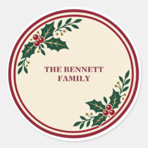 Vintage Holly Family Holiday Envelope Seal