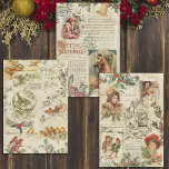 Vintage Holly & Father Christmas Ephemera Collage Wrapping Paper Sheets<br><div class="desc">Charming and nostalgic trio of vintage Christmas collages featuring winter pine and holly,  music,  text,  colorful antique card illustrations of children,  greetings and old world Father Christmas himself on distressed old parchment backgrounds.</div>