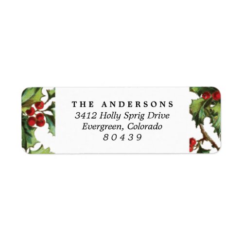 Vintage Holly Frame Christmas Return Address Label