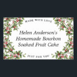 Vintage Holly Frame Custom Christmas Gift Label<br><div class="desc">The classic Christmas motif of holly puts a cheerful spin on this rectangular,  customized food gift label and frames your personalized text with holiday cheer. Give the gift of food that is handmade with love this season and wrap it in butcher paper,  twine and finished with this pretty sticker.</div>