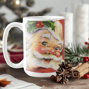 Vintage Holly Jolly Santa Claus Christmas Holiday Coffee Mug