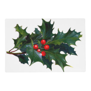 Vintage Holly Leaf Berry Placemat