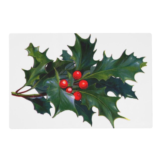 Vintage Holly Leaf Berry Placemat (Front)