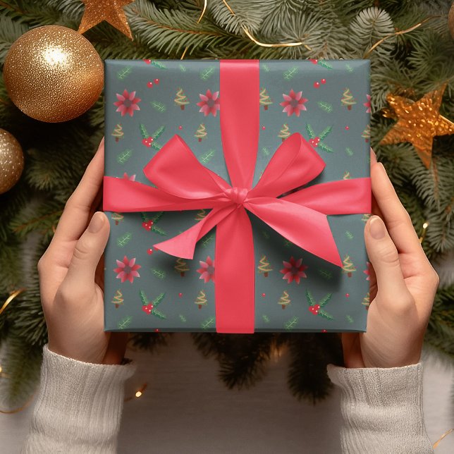 Vintage Holly Red Berries Christmas Holiday  Wrapping Paper (Creator Uploaded)