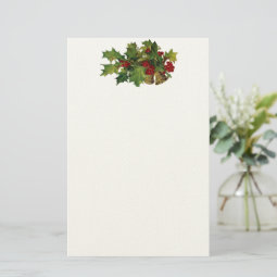 Vintage Holly Stationary Stationery | Zazzle