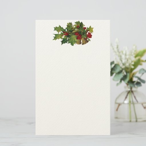 Vintage Holly Stationary Stationery | Zazzle