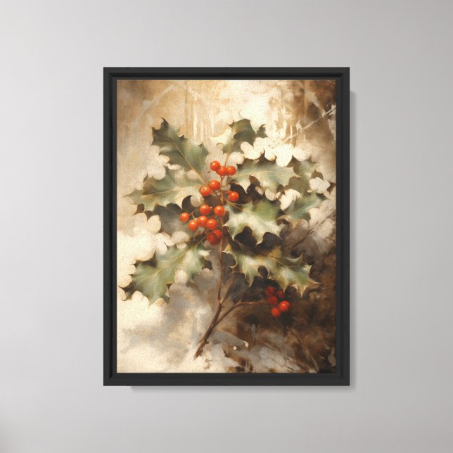 Vintage Holly Stretched Canvas Wall Art (Front)