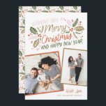 Vintage Holly Tilted Snapshot Multi-Photo Holiday Card<br><div class="desc">This festive and chic holiday photo card features our original hand-drawn winter foliage with sweet styled typography in vibrant colors and 2 tilted photos. The back comes with a matching pattern</div>