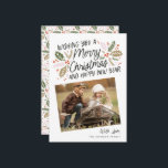 Vintage Holly Tilted Snapshot Photo Christmas Holiday Card<br><div class="desc">This festive and chic holiday photo card features our original hand-drawn winter foliage with sweet styled typography in vibrant colors and 2 tilted photos. The back comes with a matching pattern</div>