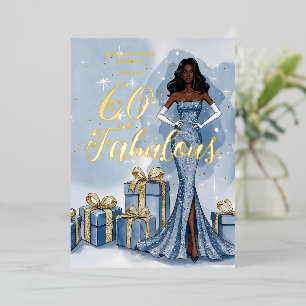 Vintage Hollywood Blue Glitter Birthday TMF26 Foil Invitation