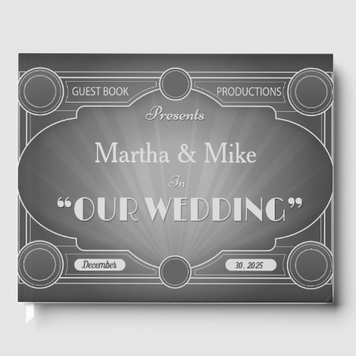 Vintage Hollywood Old Movie Title Black & White Guest Book