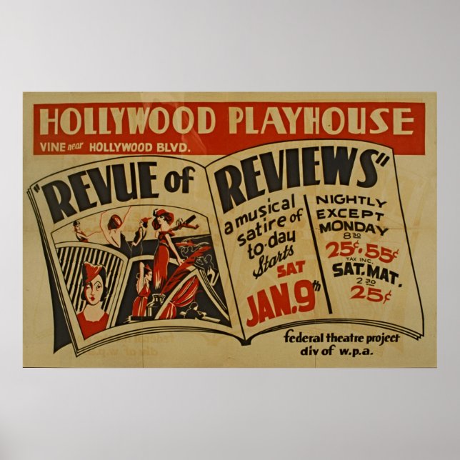 Vintage Hollywood Playhouse Music Poster (Front)