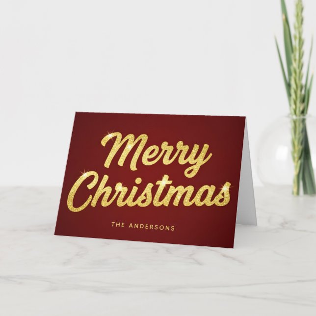 Vintage Hollywood Script Merry Christmas Holiday Card (Front)
