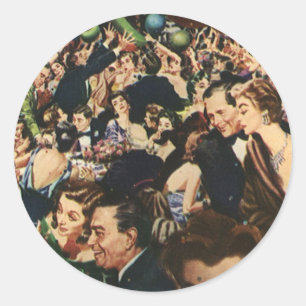 Vintage Hollywood Theme Fancy Party with Balloons Classic Round Sticker