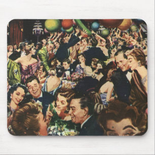 Vintage Hollywood Theme Fancy Party with Balloons Mouse Pad