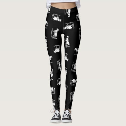 Vintage Holstein Cow Print Pattern Antique Cows Leggings