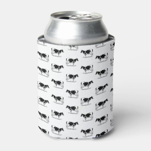 Vintage Holstein Cows CUSTOM BG COLOR Can Cooler