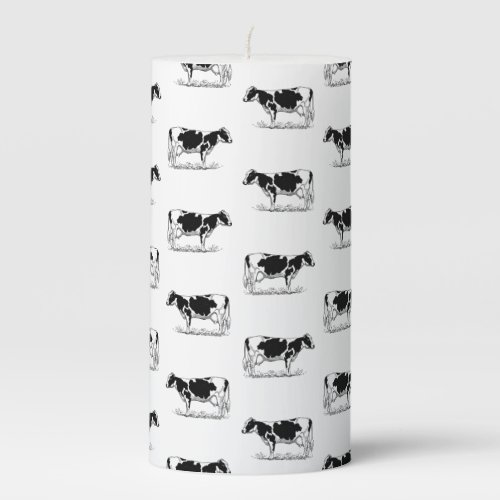 Vintage Holstein Cows CUSTOM BG COLOR Pillar Candle