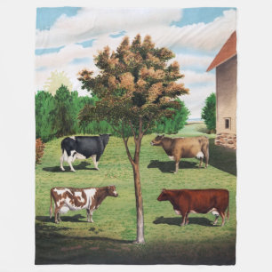 Vintage Holstein, Jersey, Ayrshire and Shorthorn Fleece Blanket