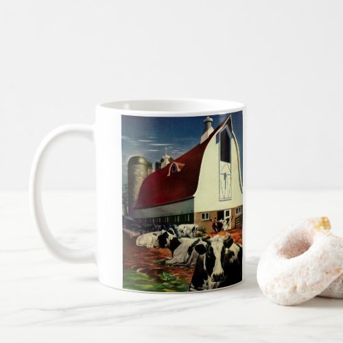 Vintage Holstein Milk Cows on Dairy Farm Business Coffee Mug