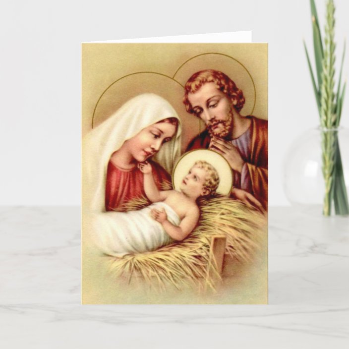 Vintage Holy Family Christmas Greeting Card Zazzle Com