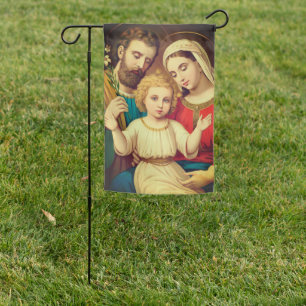 Vintage Holy Family Garden Flag – Restored Artwork