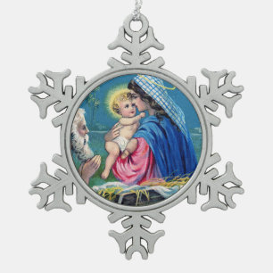 Vintage Holy Family Snowflake Framed Ornament