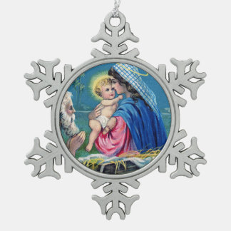 Vintage Holy Family Snowflake Framed Ornament