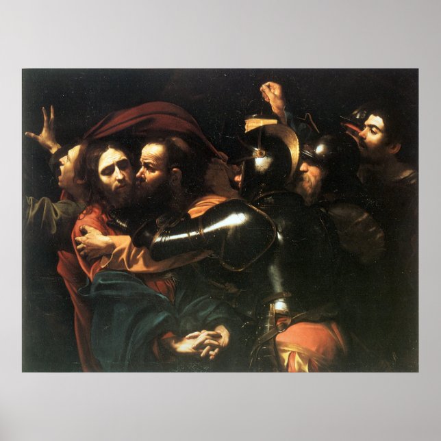 Vintage Holy Jesus christ, Judas kiss, painting Poster (Front)