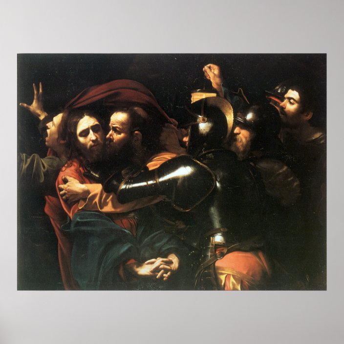 Vintage Holy Jesus Christ Judas Kiss Painting Poster Zazzle Com