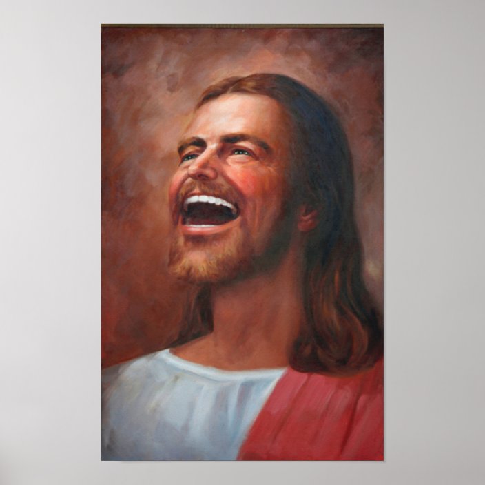 Vintage Holy Jesus Christ Portrait Laughing Poster Zazzle Com