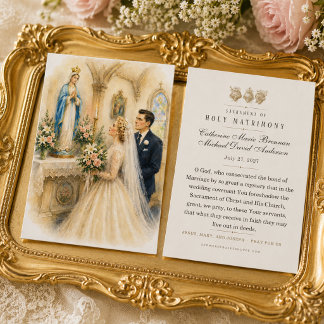 Vintage Holy Matrimony Wedding Prayer Cards