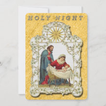 Vintage Holy Night Nativity Christmas Flat Card