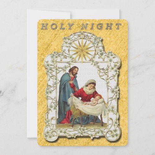 Vintage Holy Night Nativity Christmas Flat Card