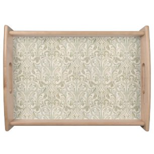 Vintage Home Decor Antique Green Scroll Texture Serving Tray