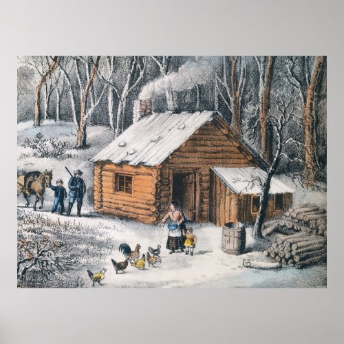 Vintage Home in The Wilderness Painting 1870 Poster