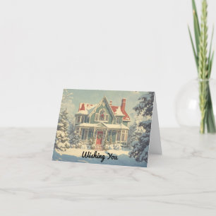 Vintage Home In Winter Holiday Card