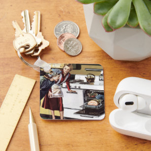 Vintage Home Interior, Mom in the Kitchen Cooking Keychain