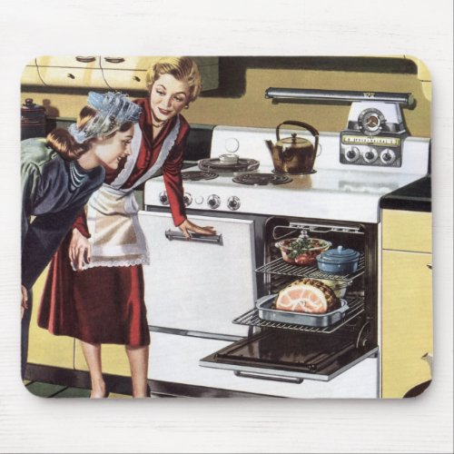 Vintage Home Interior Mom in the Kitchen Cooking Mouse Pad