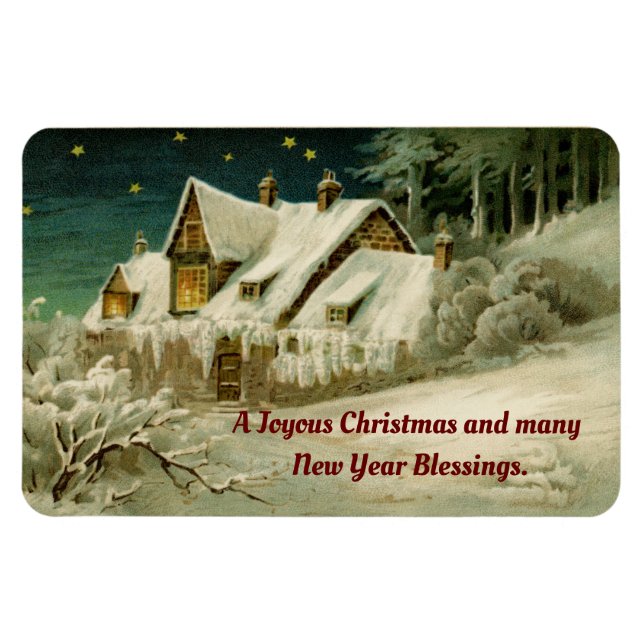 Vintage Home Winter Scene Magnet (Horizontal)