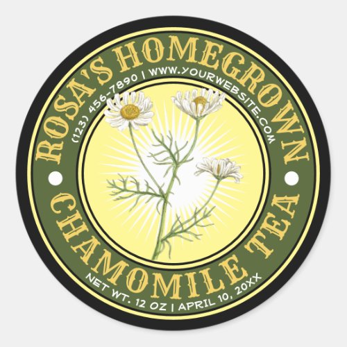 Vintage Homegrown Chamomile Tea Label Template