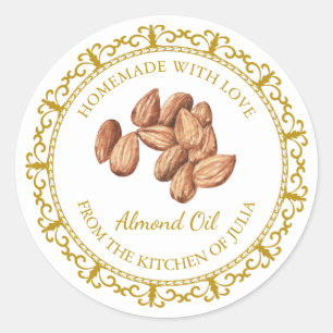 Vintage Homemade Almond Oil Label l White