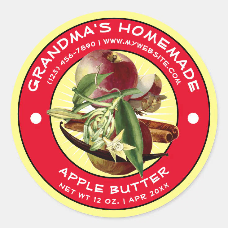 Vintage Homemade Apple Butter Label Template | Zazzle
