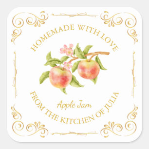 Vintage Homemade Apple Jam Square Label