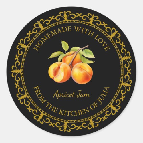 Vintage Homemade Apricot Jam Label  Black