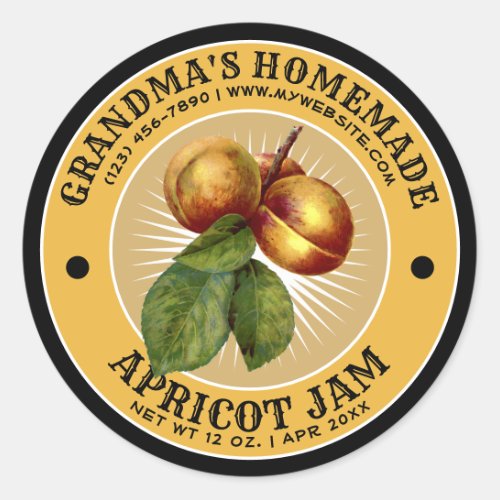 Vintage Homemade Apricot Jam Label Template