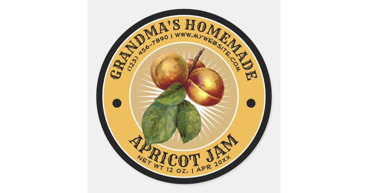 Vintage Homemade Apricot Jam Label Template | Zazzle.com